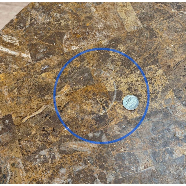 Stone Vintage Abstract Tessellated Stone Hurricane Round Coffee Table For Sale - Image 7 of 7