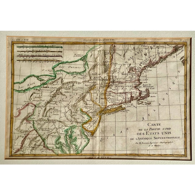 18th C. North American Map, French Rigobert Bonne (1727–1794) For Sale - Image 4 of 12