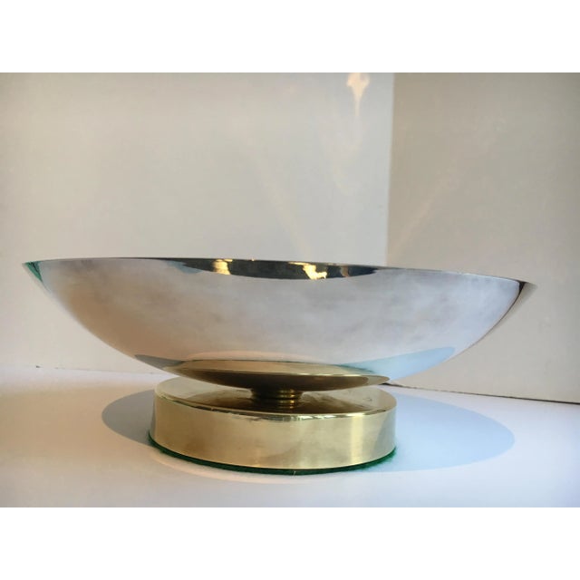 Mid-Century Modern Midcentury Stainless and Brass Footed Bowl For Sale - Image 3 of 9