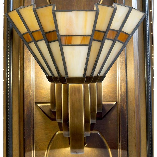 Art Deco Bronze and Opaline Glass Sconces, 1939, Set of 4 For Sale - Image 4 of 11