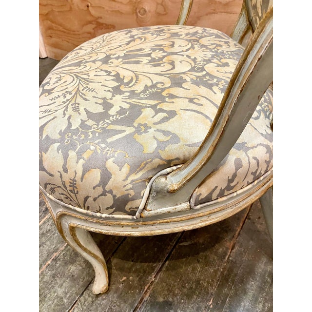 Pair George III Open Arm Chairs in C. 1970's Fortuny For Sale - Image 10 of 12
