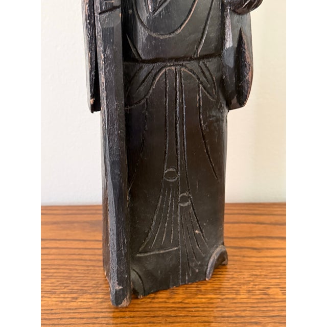 Chinese Large Antique Early 20th Century Chinese Wooden Shou Zing Statue, the Chinese God of Longevity For Sale - Image 3 of 12
