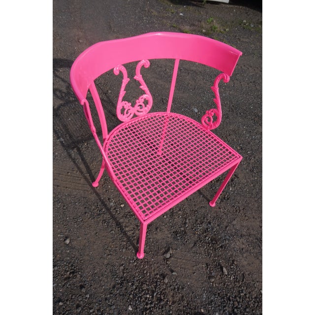 Salterini Neon Pink Wrought Iron Table and 4 Klismos Chairs - 5 Pieces, Unmarked For Sale In New York - Image 6 of 13