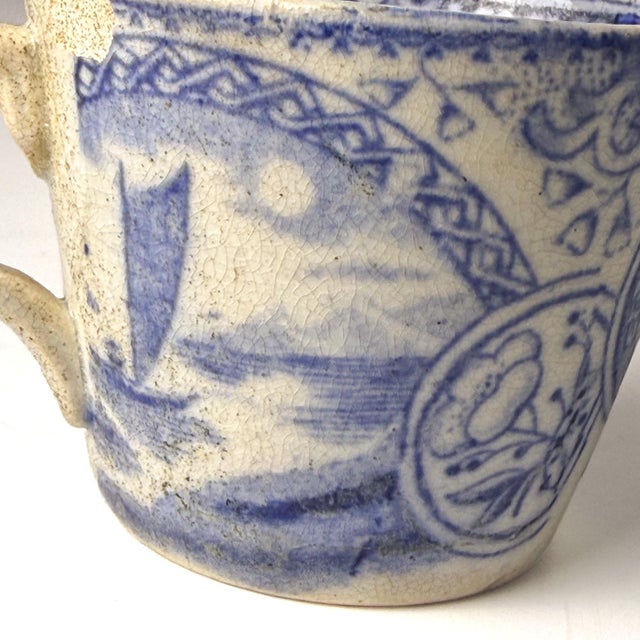 Blue Antique 18th-Century Chinese Export Blue & White Porcelain Cup & Saucer For Sale - Image 8 of 10
