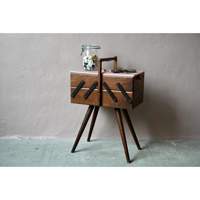 1960s French Sewing Cabinet with Compass Feet, 1960s For Sale - Image 5 of 17
