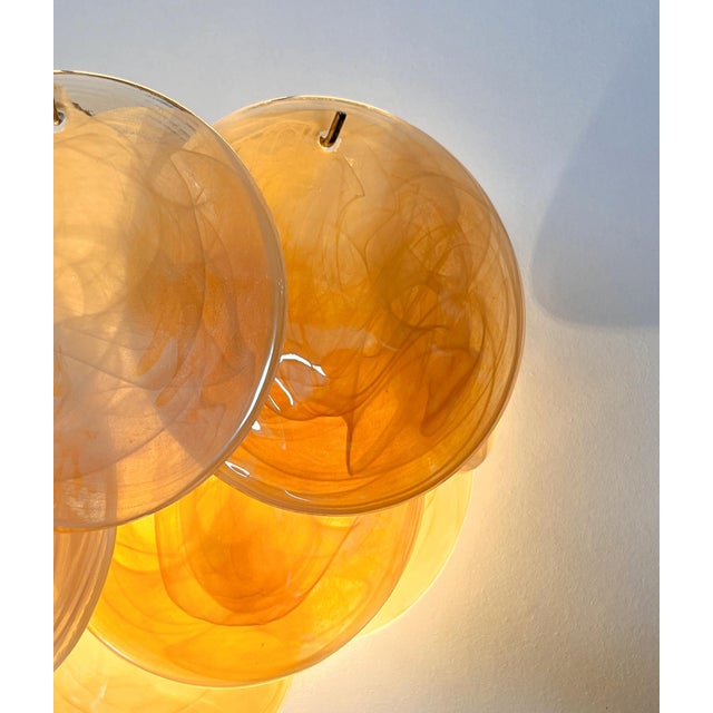Iridescent Alabaster Gold Disc Glass Wall Sconces, 1990s, Set of 2 For Sale - Image 11 of 18