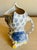 1970s Vintage Mid Century Blue & White Hand Painted Ceramic Owl Pitcher For Sale - Image 5 of 11
