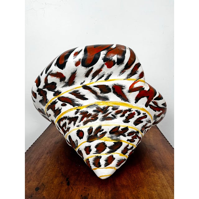 Large Vintage Mexican Hand Painted Ceramic Shell For Sale In Tampa - Image 6 of 11