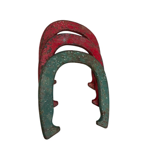Vintage Diamond Duluth "Double Ringer" Drop Forged Horseshoes & Stakes Set - 5 Pieces For Sale - Image 6 of 6