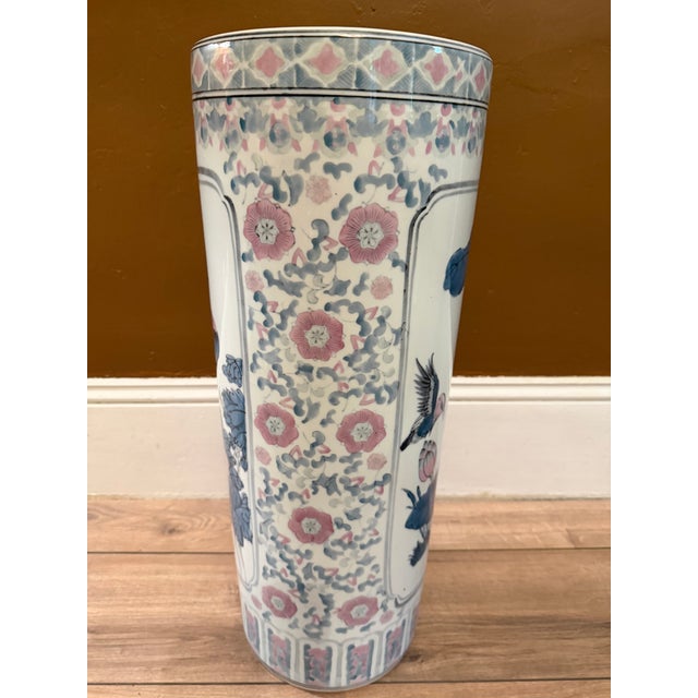 Add a touch of classic grandmillennial elegance to your entryway with this vintage 24-inch ceramic umbrella stand by Ethan...