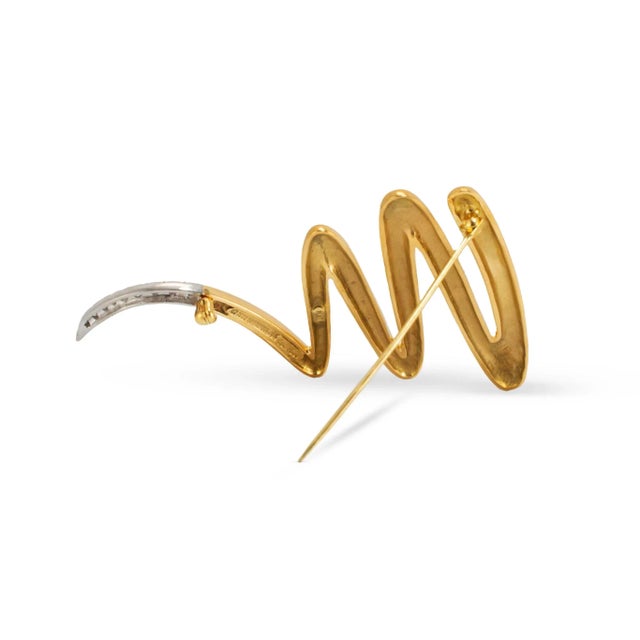 Tiffany and Co. Vintage Tiffany & Co. Large Paloma Picasso 18k Gold Platinum Diamond Pin Brooch For Sale - Image 4 of 7