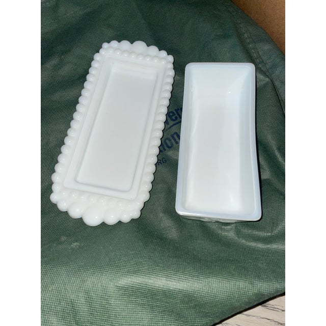 Glass Vintage 1960’s Westmorland Glass Co. Milk Glass Covered Butter Dish, Unmarked For Sale - Image 7 of 8