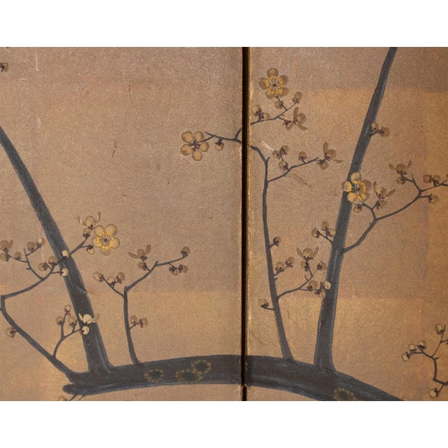 "Pheasant and Sakura", Pre-1964 Showa Era Japanese Painted Byobu Screen For Sale - Image 12 of 18