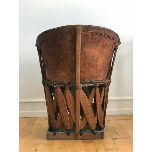 Mexican Equipale Folk Art Chair With Hand-Painted Scene 1930s For Sale - Image 6 of 11