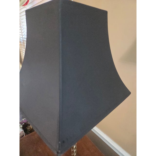 Vintage Twisted Brass and Marble Table Lamp For Sale - Image 9 of 10