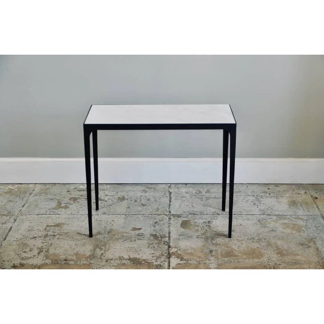 DESIGN FRERES Esquisse' Iron and Honed Marble Side Tables by Design Frères - A Pair For Sale - Image 4 of 8