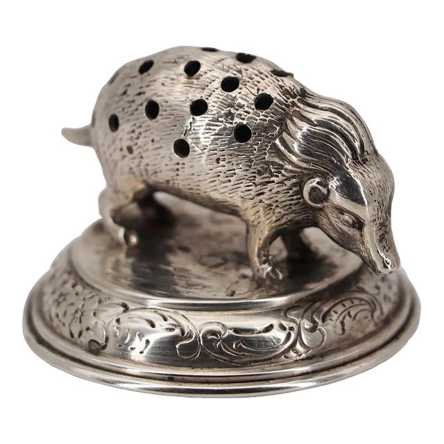 19th Century or Earlier Silver Porcupine Toothpick Holder, English or French For Sale