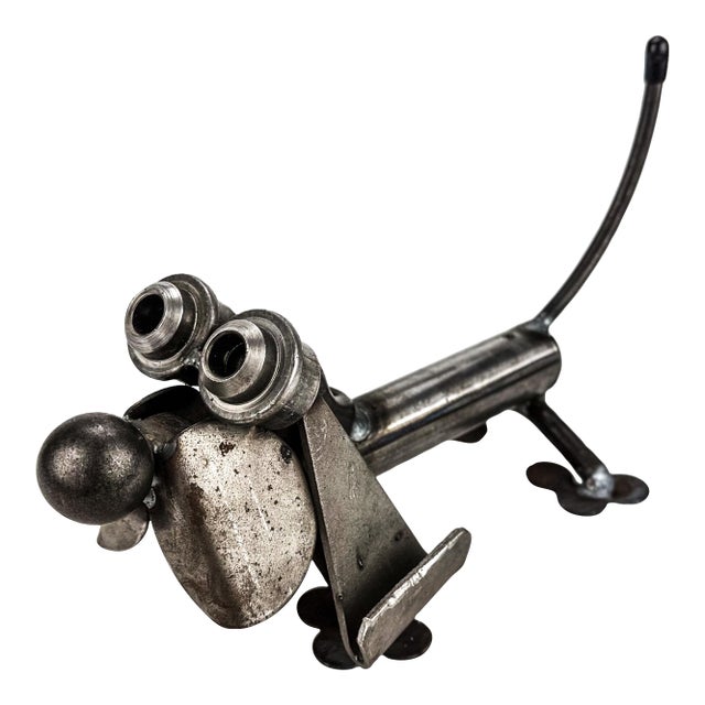 Vintage Metal Scrap Art Sculpture of Dog For Sale