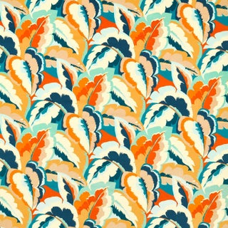 Harlequin Calathea Fabric in Azul/Onsen/French Ochre/Paprika Velvet For Sale