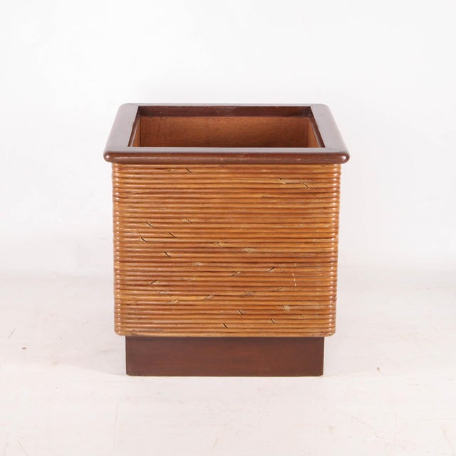 Vintage Rattan and Wood Planter, 1970s For Sale - Image 3 of 13