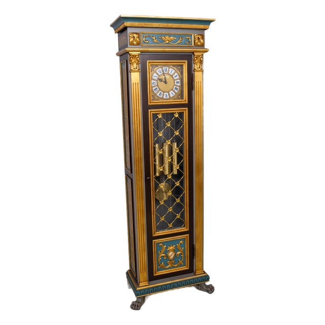 Italian Polychrome Paint Decorated Grandfather Clock For Sale