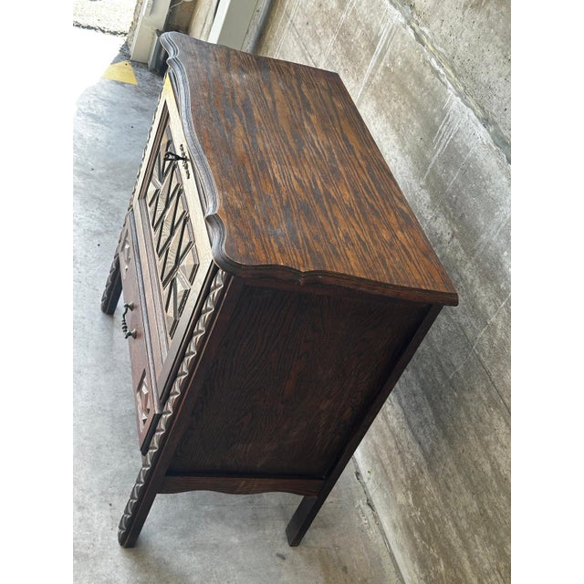 Small Carved Oak Storage Unit, 1930 For Sale - Image 9 of 18