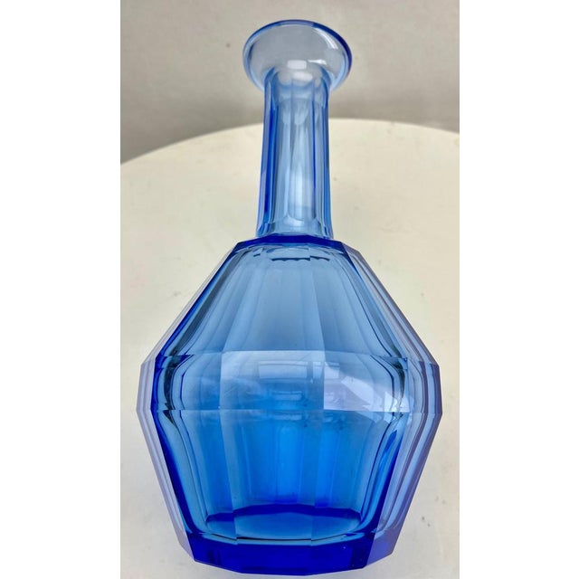 Blue Large Czech Cobalt Blue Faceted Crystal Decanter from Moser, 1857 For Sale - Image 8 of 13