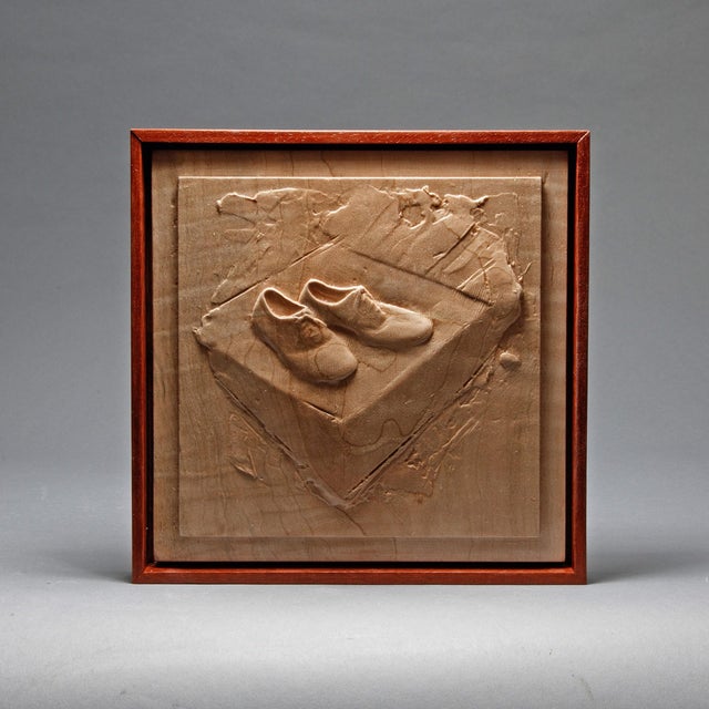 Contemporary Shoes by Dana Younger | Maple and Padauk Carving of a Pair of Shoes For Sale - Image 3 of 3