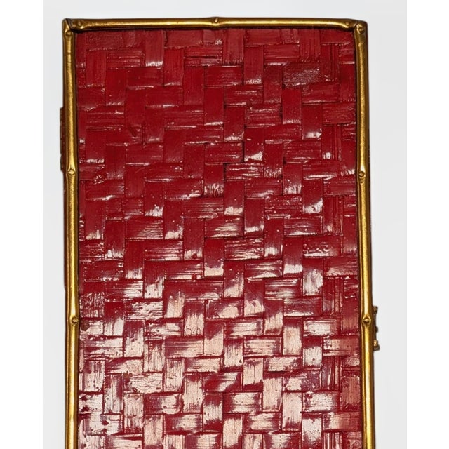Red 1930s Elegant Red Lacquer Woven Bamboo Box For Sale - Image 8 of 10