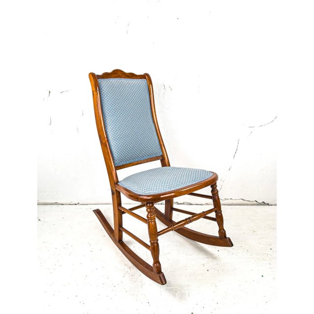 Textile Early 20th Century Victorian Style Rocking Chair For Sale - Image 7 of 13
