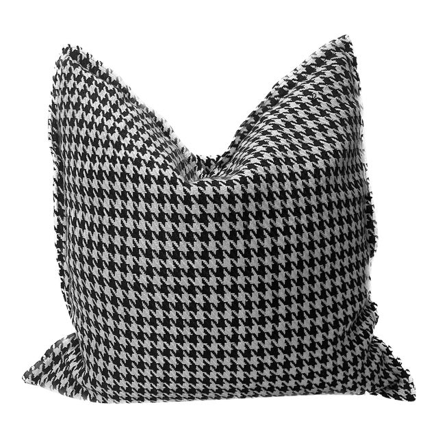 Vintage Houndstooth Pattern Wool Pillow For Sale