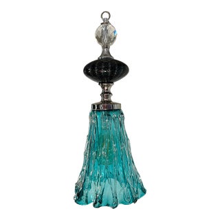 Art Glass Aqua Black Pendant Light For Sale