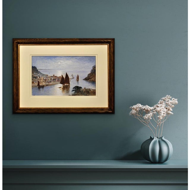 J. Wilson. Looe Town & Harbour, Cornwall, Watercolour, 1860, Framed For Sale - Image 14 of 18