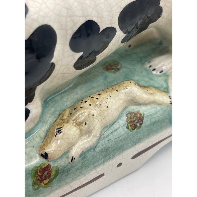 Mottahedeh Black and White Staffordshire Style Dog With Hare For Sale In Chicago - Image 6 of 11