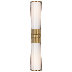 Chapman & Myers for Visual Comfort Signature Carew Linear Sconce in Antique-Burnished Brass with White Glass