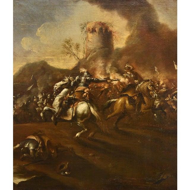 Francesco Graziani / Ciccio Napoletano, Battle with Knights, 1690, Oil on Canvas, Framed For Sale - Image 10 of 16
