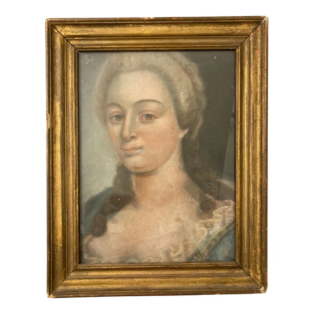 French 18th Century Pastel Drawing Portrait of a Lady For Sale