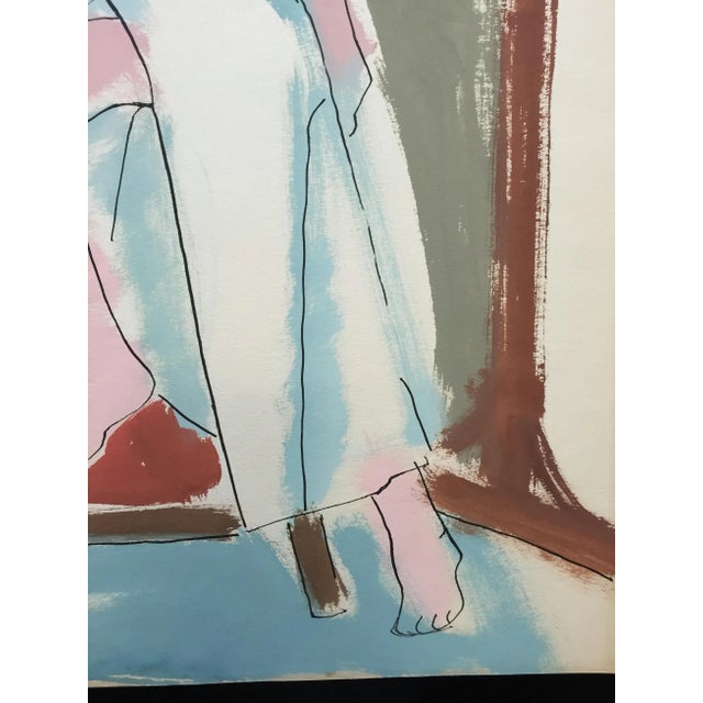 "Slit" 1950's Gouache Painting Mid Century Female For Sale - Image 4 of 7