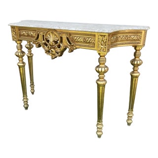 Neoclassical/Baroque Gilt Console Table With Stone Top For Sale