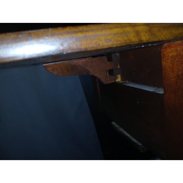 Antique American Empire Federal Drop Leaf Flame Mahogany Two Drawer Table With Brass Lion Head Drawer Pulls For Sale In Naples, FL - Image 6 of 10