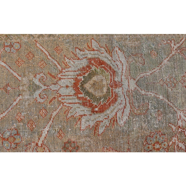 Red Antique Persian Sultanabad Rug in Light Green, Lt. Blue, Green, Red 8'8 X 12'2 For Sale - Image 8 of 12