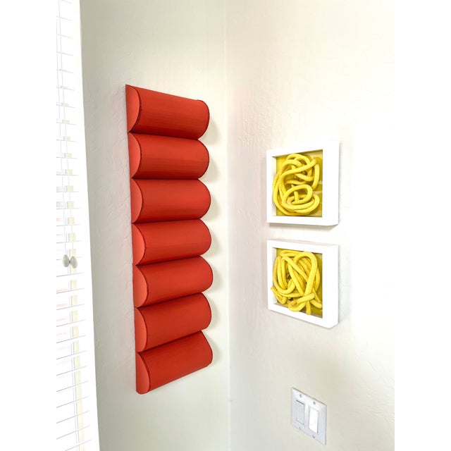 2020s Cardboard Wall Sculpture in Red For Sale - Image 5 of 5