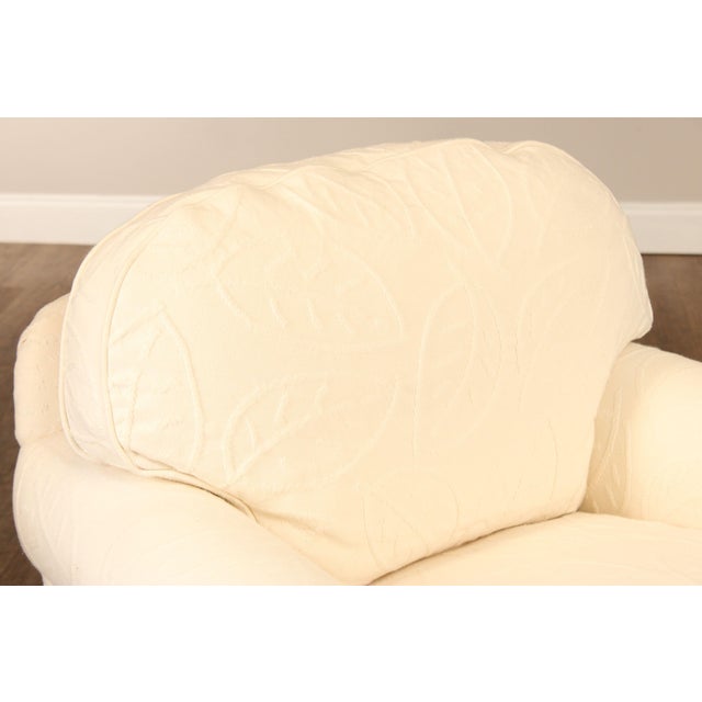 Wood Ethan Allen Upholstered Lounge Chair and Ottoman For Sale - Image 7 of 12