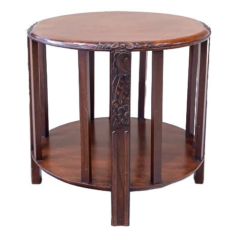 Red Deco Mahogany Side Table, France, 1930s For Sale