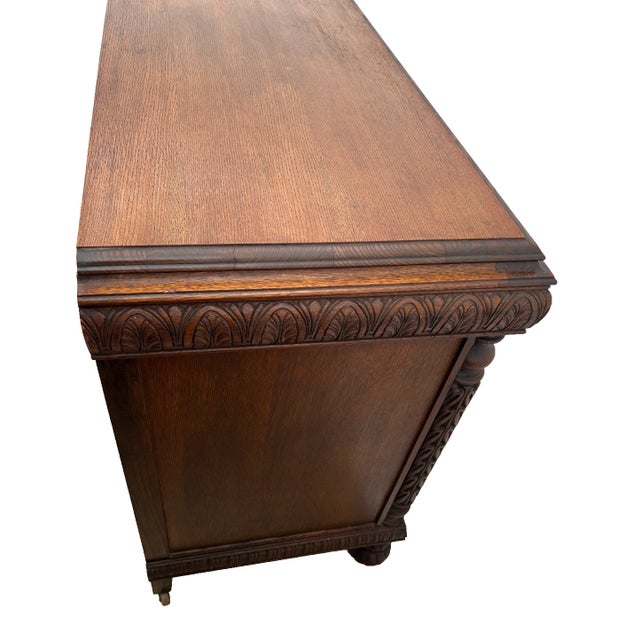 Antique Sideboard, Buffet, Console, Hand Carved, Mirror, Renaissance Revival For Sale - Image 11 of 16