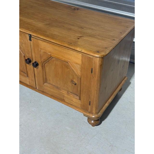 Tan Antique Pine Low Cupboard From England For Sale - Image 8 of 18