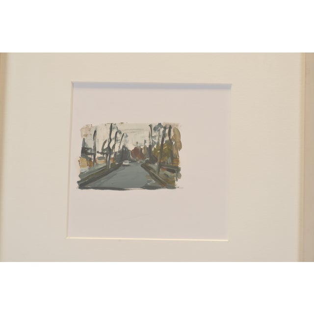 "ALLEE" by Jochen Pankrath, 2009, small oil painting on paper, framed behind glass with passe-partout. This piece has an...