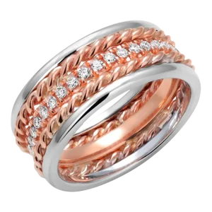 Diamond 0.60 Carat 18 Karat Rose White Gold 8 Millimeter Wide Band Size 6