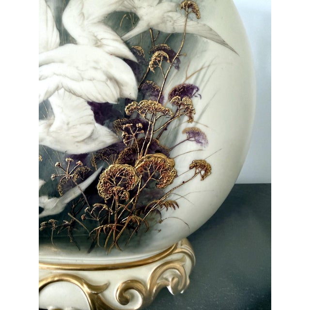 White Large Porcelain Moon Vase Charles Henry Clifford Baldwyn for Royal Worcester For Sale - Image 8 of 18
