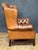 Wood Large English Wing Back Chair of Tufted Tanned Leather With Nail-Head Trim For Sale - Image 7 of 16